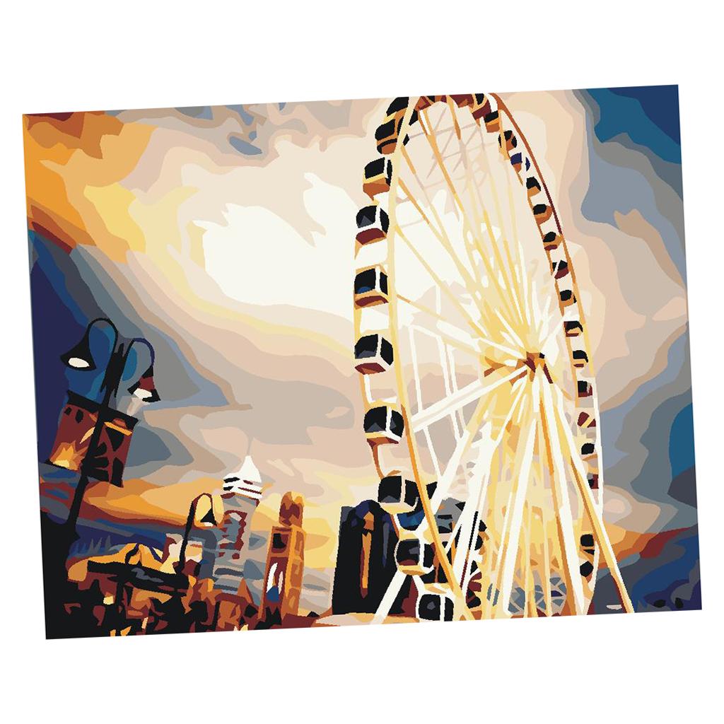 Frameless DIY Painting By Numbers Canvas Painting Art Picture Ferris wheel