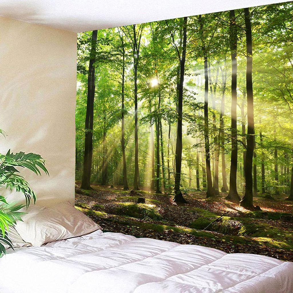 Details About 3d Wall Sticker Tapestry Mural Wall Diy Forest Sunshine Decoration Wall Paper