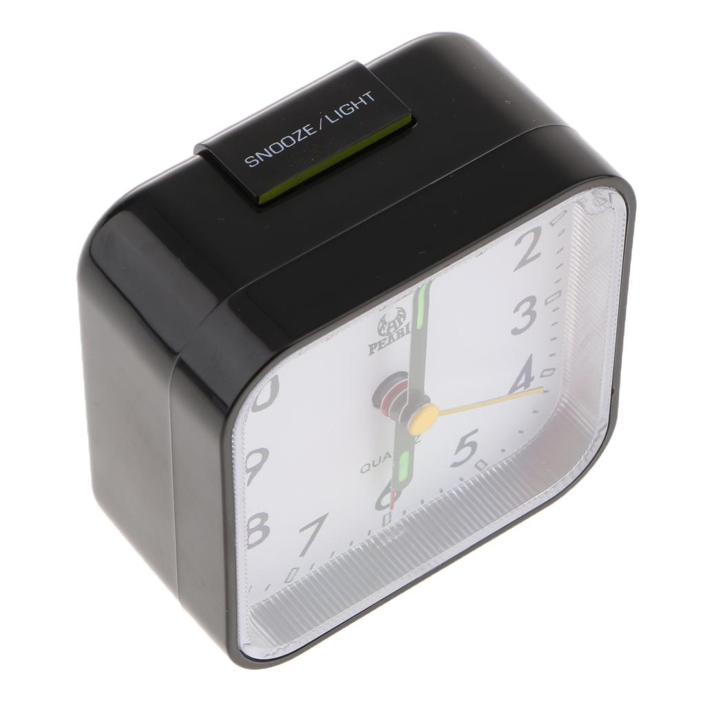 Battery Operated Travel Alarm Clock,Lighted on Demand and Snooze Black