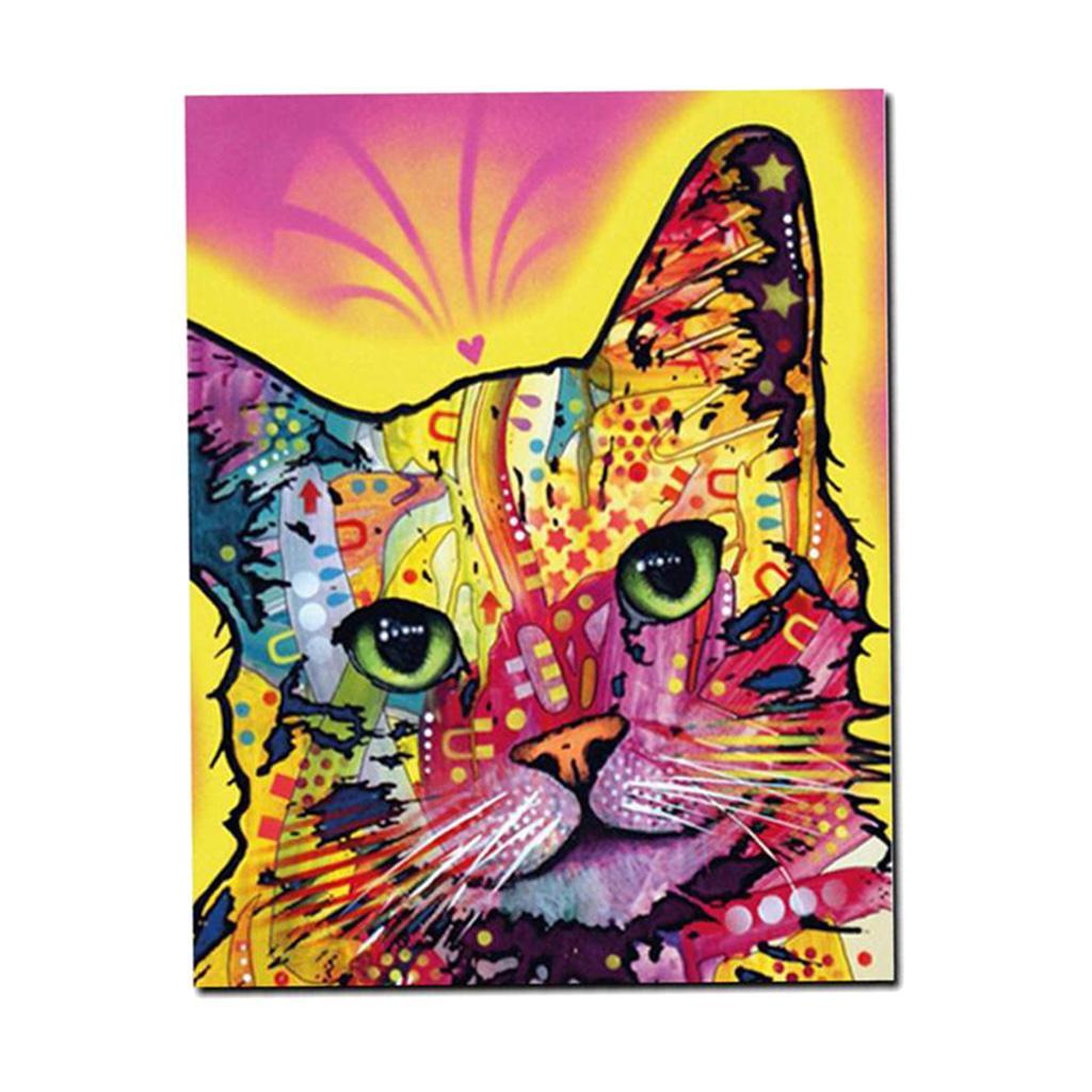 Frameless Multicolored Dog Cat Art Print Oil Painting on Canvas Home