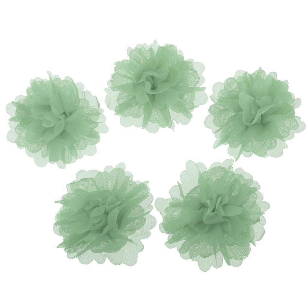 5pcs Artificial Chiffon Flower DIY Headdress Wedding Floral Decor Green