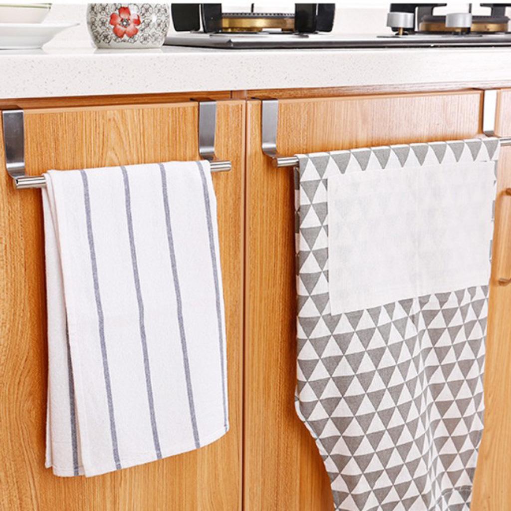 Towel Rail Bar Holder Kitchen Over the Door Cabinet Storage Hanger Hook S