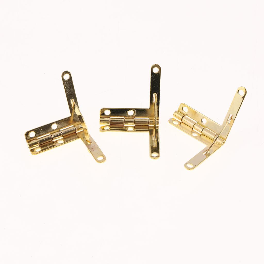 20pcs Antique Brass Jewelry Box Hinges 90 Degree Angle Support