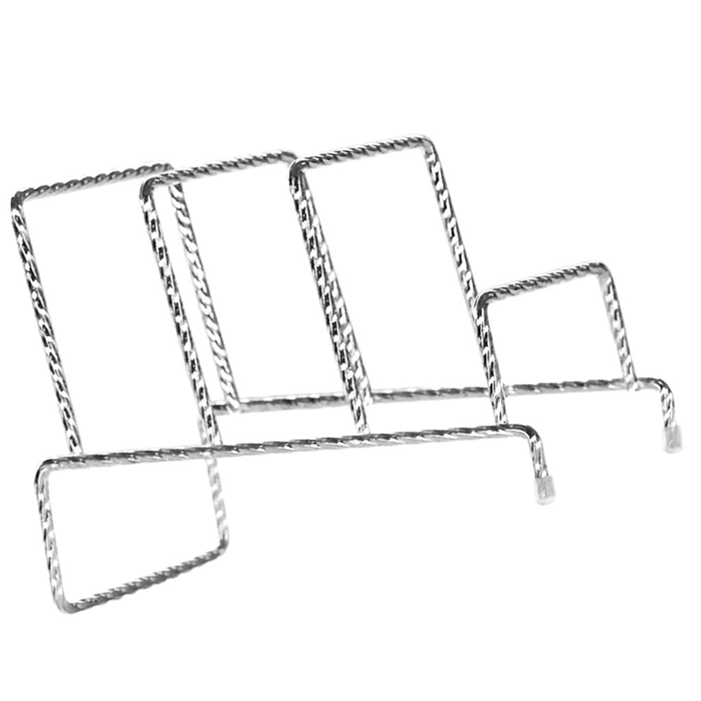 Iron Display Easel China Bowl Dish Plate Display Holder Rack Silver 3 Grids
