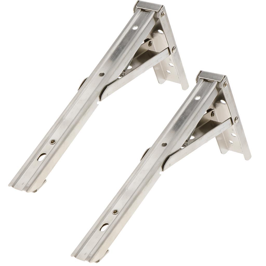 Pack of 2 Stainless Steel Folding Brackets Heavy Duty Shelf Triangle Stainless Steel Folding Shelf Bracket