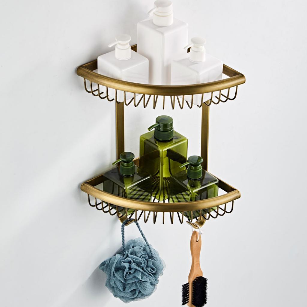 brass corner shower shelf