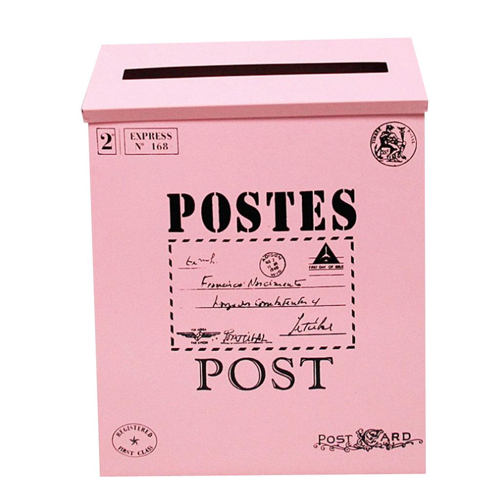 Vintage Galvanized Mailbox Letterbox Postbox Newspaper Holder Box Pink