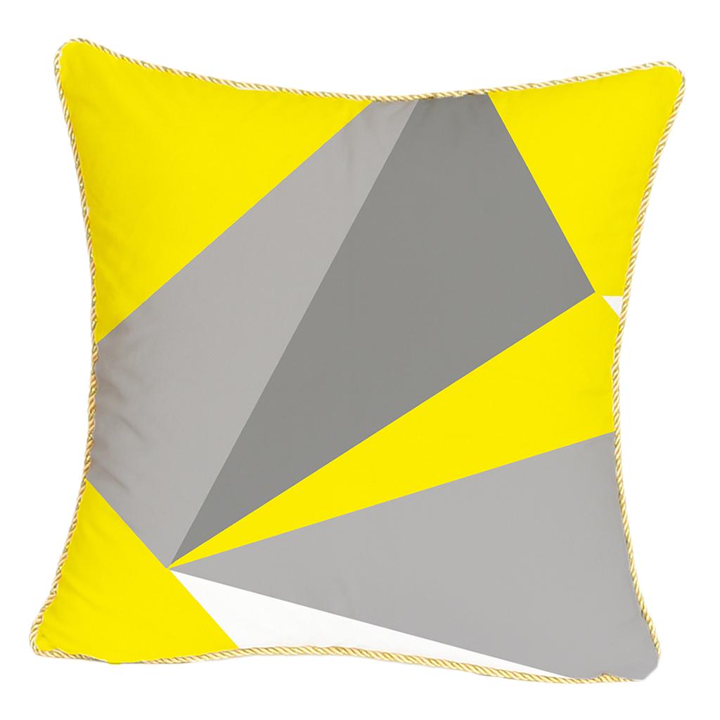 Gold Trimmed Square Falnnel Pillowcase 18"x18" +Zipper Gray Geometric Figure