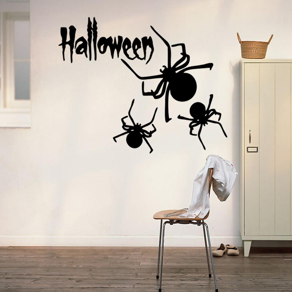 Cartoon Halloween Door Wall Sticker Bedroom Wall Art Spider Funny Decals