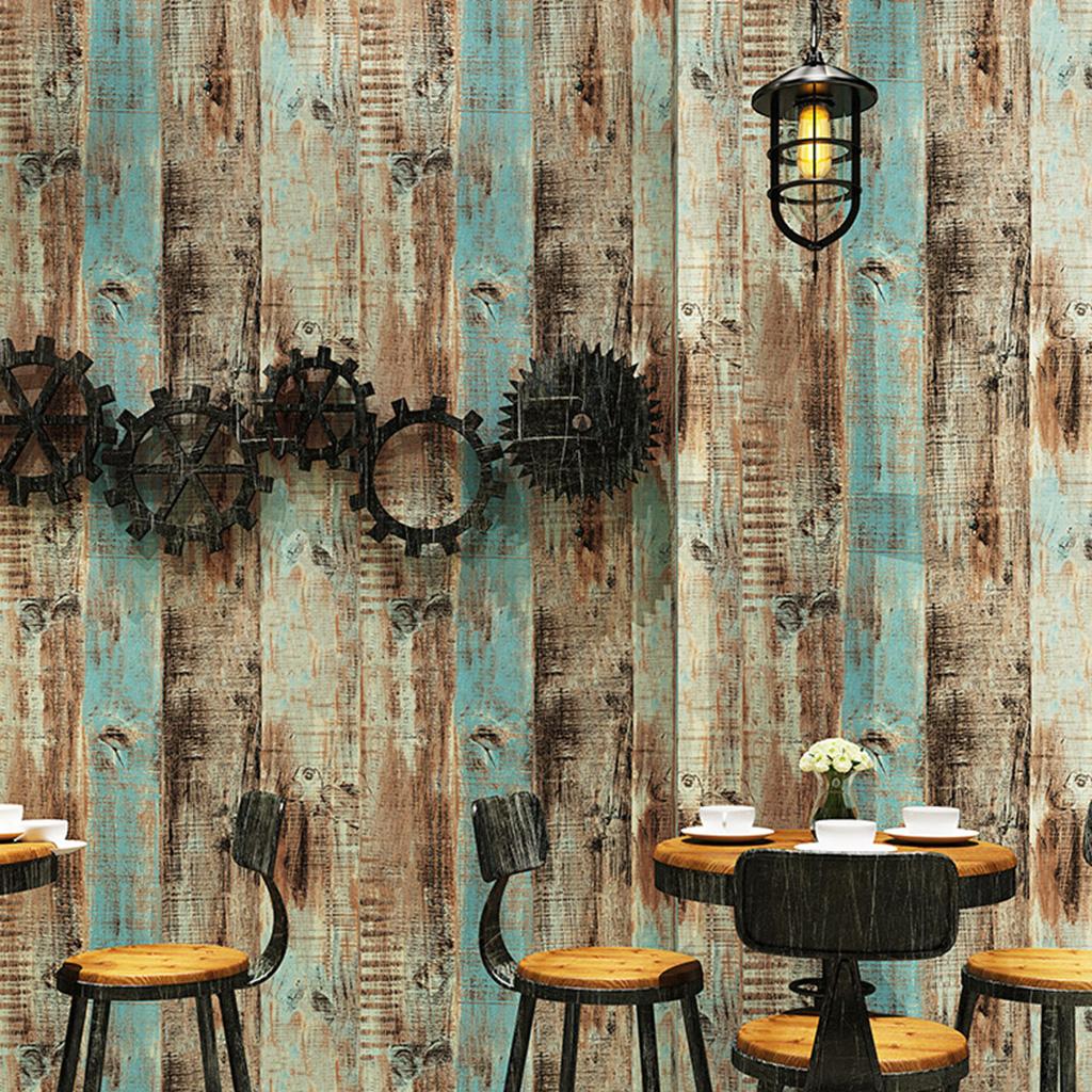 Vintage Wood Textured PVC Wall Covering Wallpaper for Home