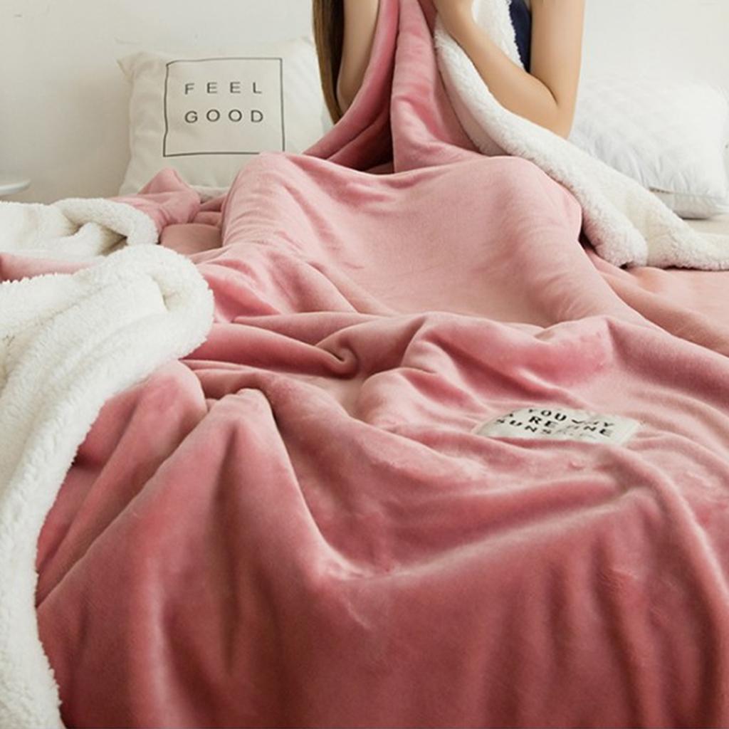 Solid Color Lamb Throw Blanket for Home Decor 7 Colors 3 Sizes A_80x100cm