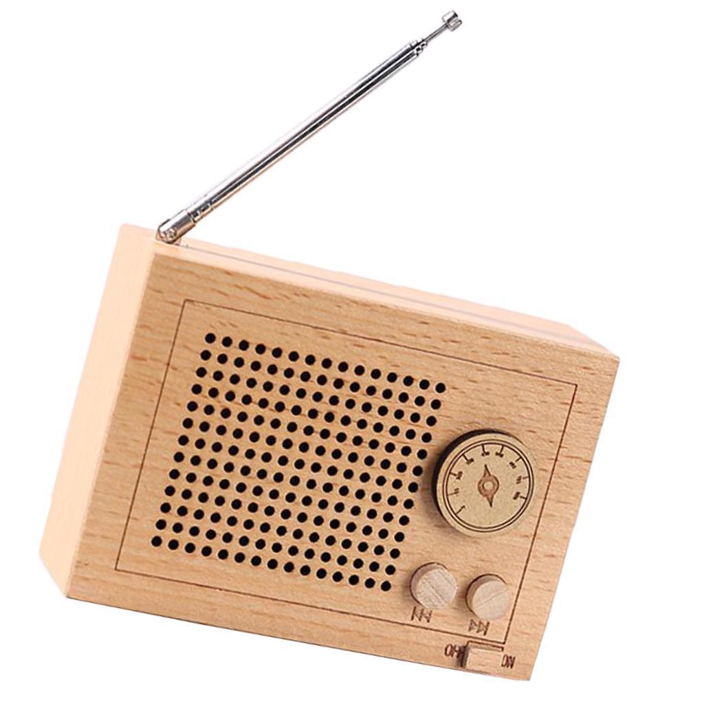 Wooden Music Box Retro Clockwork Radio Desktop Decoration Gift B