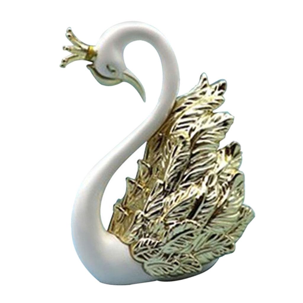 Resin Swan Statue Figurine Ornaments for Tabletop Shelf Wine Cabinet 