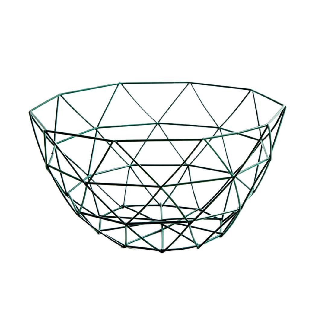 Stylish Geometric Metal Fruit Bowl Vegetables Storage Drain Basket Decagon A