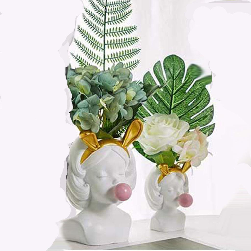 Cute Girl Succulent Pot Planter Flowers Container with Rabbit Ears Medium