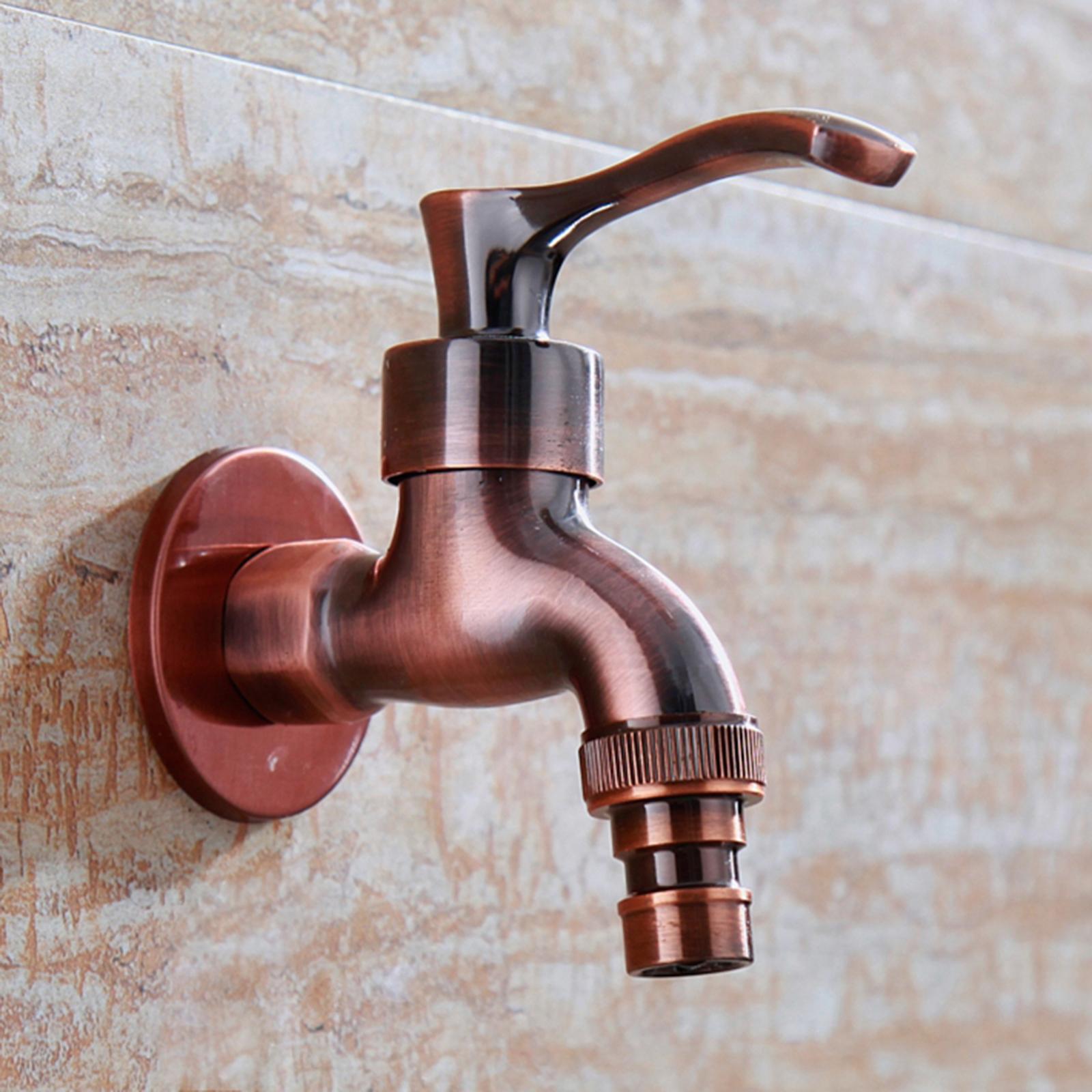 Water Tap Indoor Outdoor Faucet Garden Bibcock for Bathroom Red Bronze