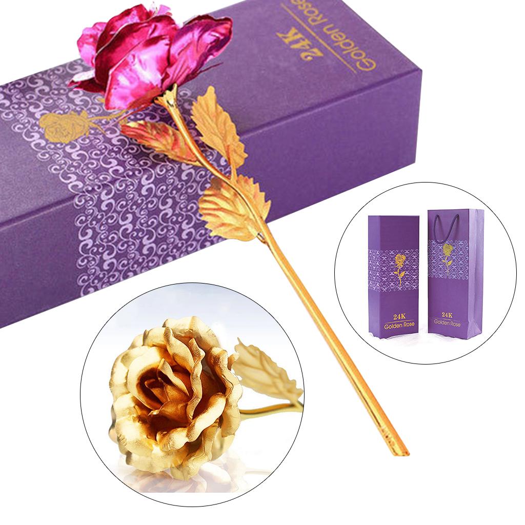 24K Gold Forever Rose Artificial Dipped Flower Valentine's Day Gift for Her Rose Red