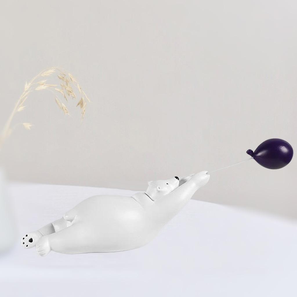 Resin Balloon Polar Bears Figurines Ornament Sculptures Gift Style 03