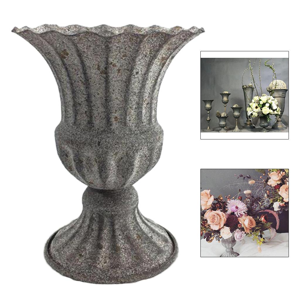 Retro Metal Iron Decorative Flowerpot Floral Dried Flower Vase Grey