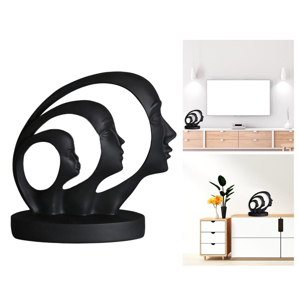 Modern Art Abstract Face Sculpture Figurine Home Resin Ornament Black