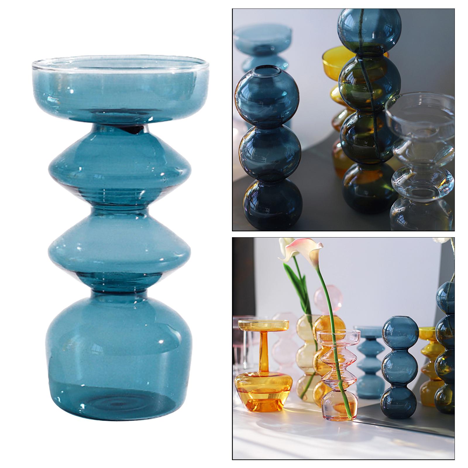 Modern Glass Flower Vase Table Hydroponics Terrarium Plant Holder Container Rhombus Blue