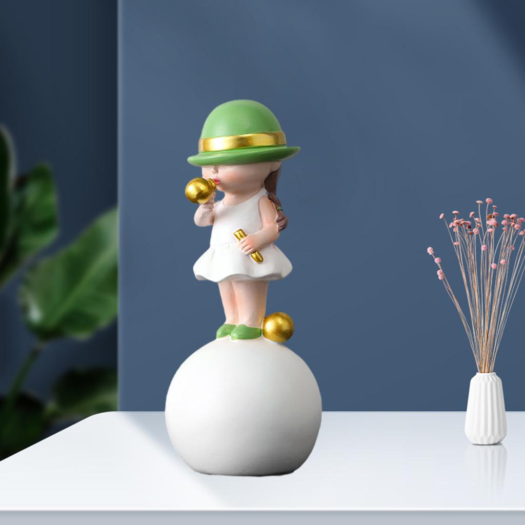 Cute Cartoon Figurine Sculpture Ornament Statue Office Desktop A_Girl_Green