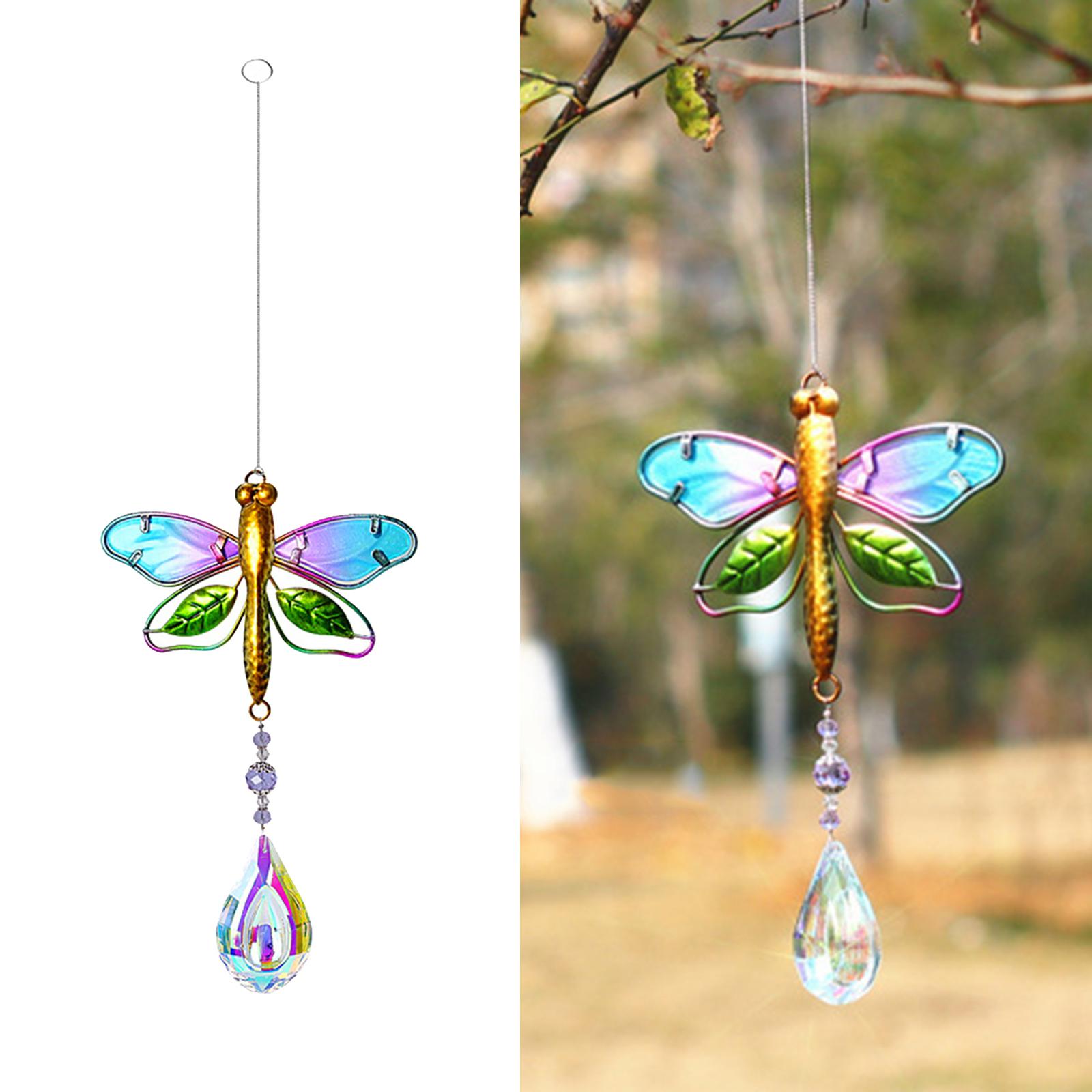 Crystals Rainbow Maker Prism Suncatcher Hanging Wind Chime Dragonfly 1pc