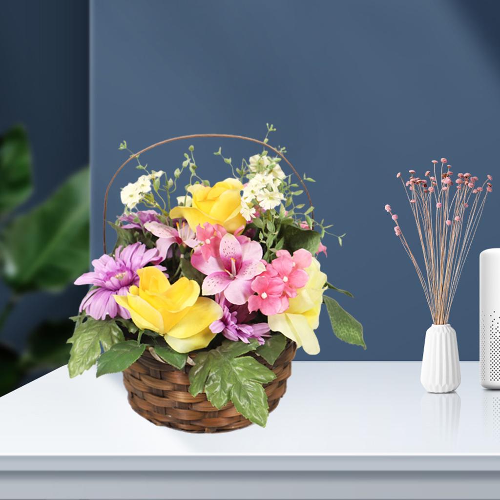 1pc Artificial Flowers Rattan Potted Bonsai Plants Wedding Home Office Decor B