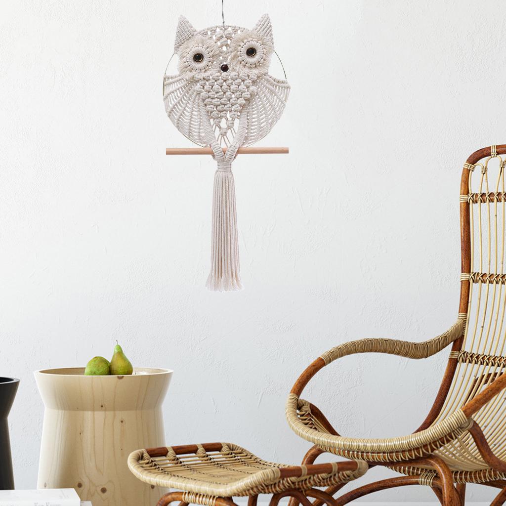 Macrame Woven Owl Tapestry Artistic Creative Dream Catcher Home Decoration