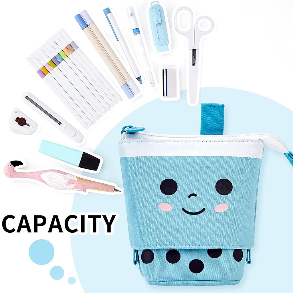 Stand Pencil Holder Milky Tea Shape Makeup Organizer Multifunction Blue