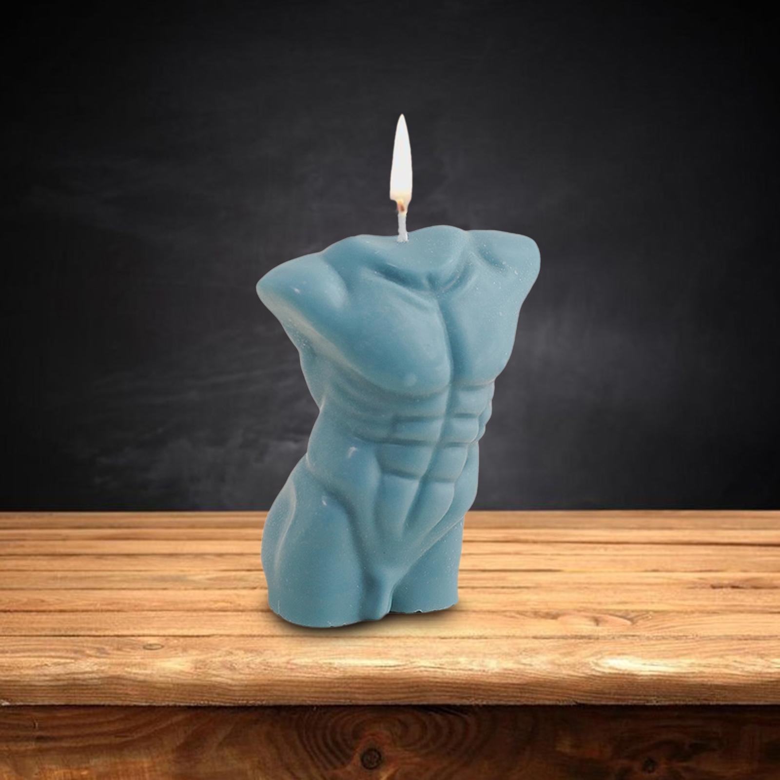 Male's Body Wax Scented Candle Human Body Curve Home Decor Gray Blue