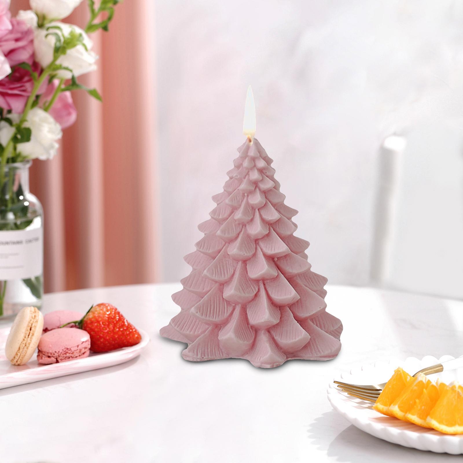 Christmas Tree Wax Scented Candle Creative Curve Home Decor Prop Skin Pink