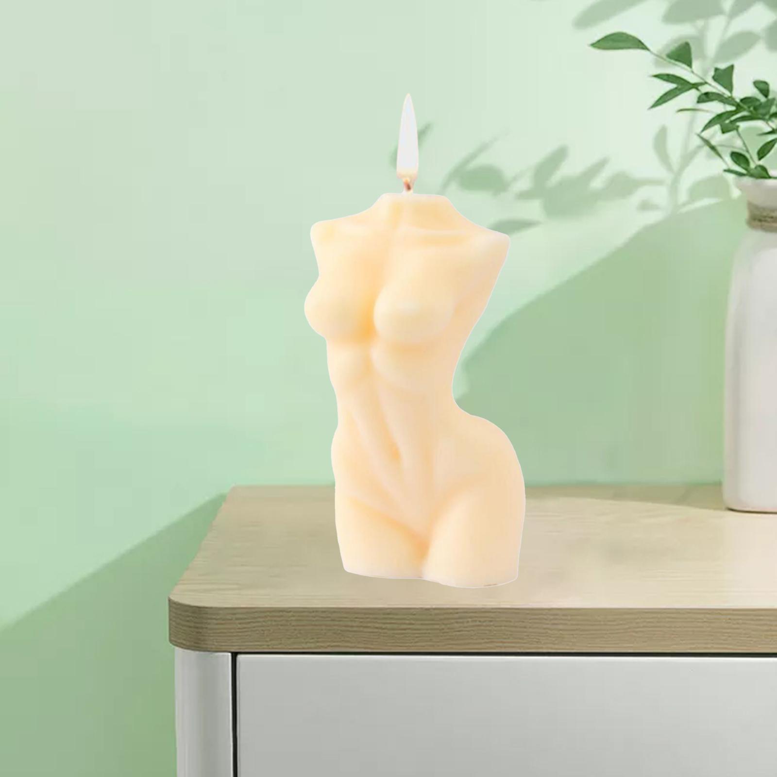 Soy Candle Beautiful Aromatherapy Art Body Shape for Bedroom Living Room Beige