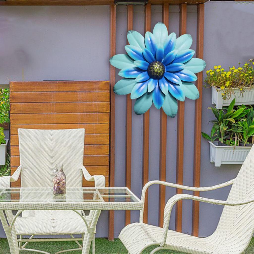 Vibrant Metal Flower Wall Sculpture Art Hanging Indoor Outdoor Home Decor Blue