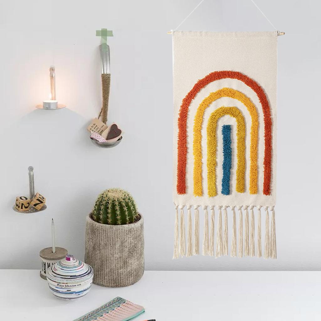 Tassel Tapestry Wall Hanging Apartment Home Decor Decoration Rainbow