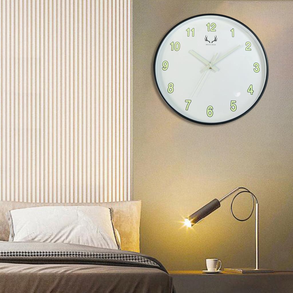 12in Glowing Light Wall Clock Silent for Bathroom Office Deer Pattern