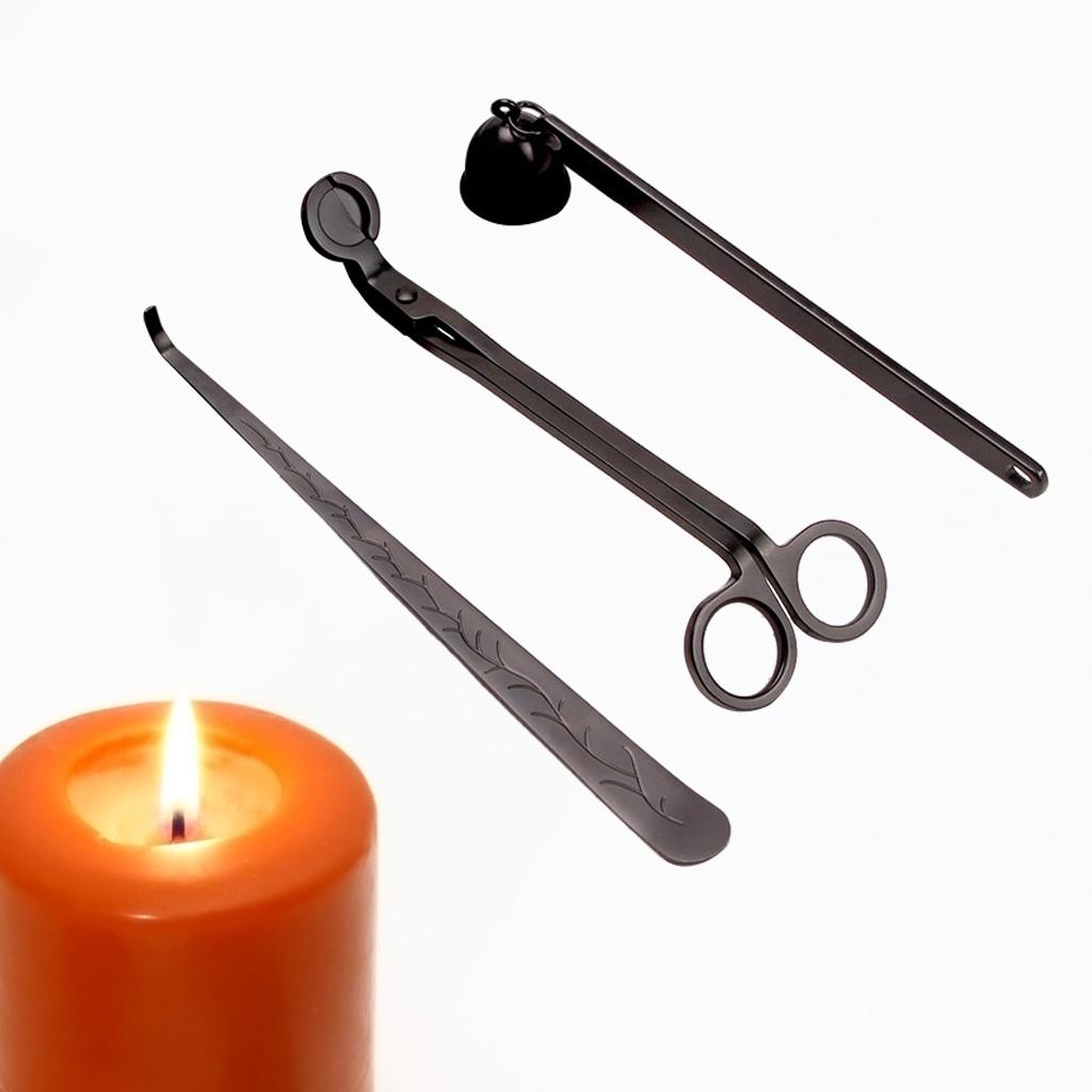 Candle Trimmer Snuffer Candlewick Scissors Hook Dipper for Wedding black