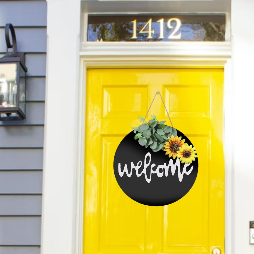 Welcome Sign Wreath Artificial Ornaments for Housewarming Gift Home Wall sunflower