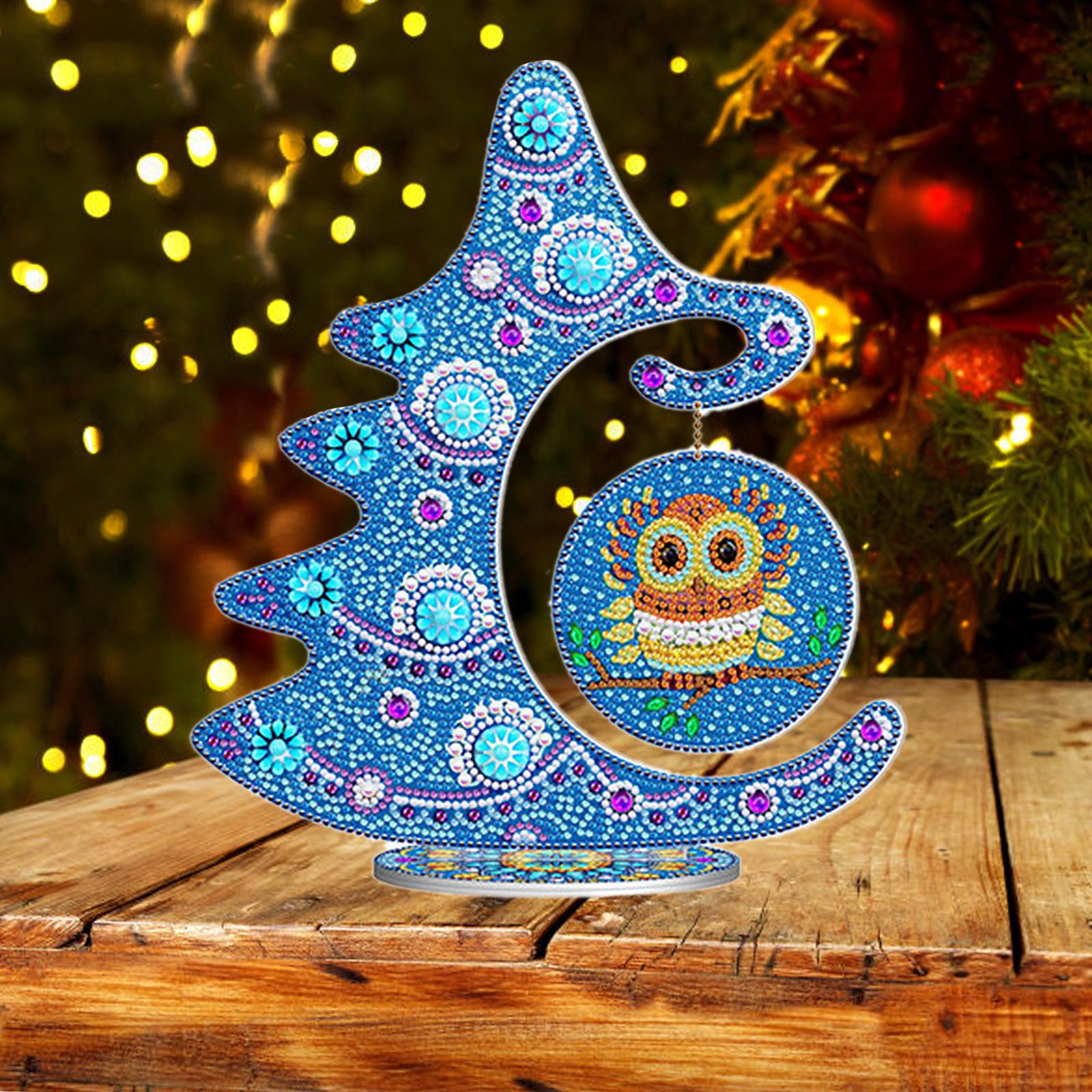 Diamond Painting Christmas Tree Craft 5D DIY Kit Ornament Gifts for New Year Blue 25x28.5cm