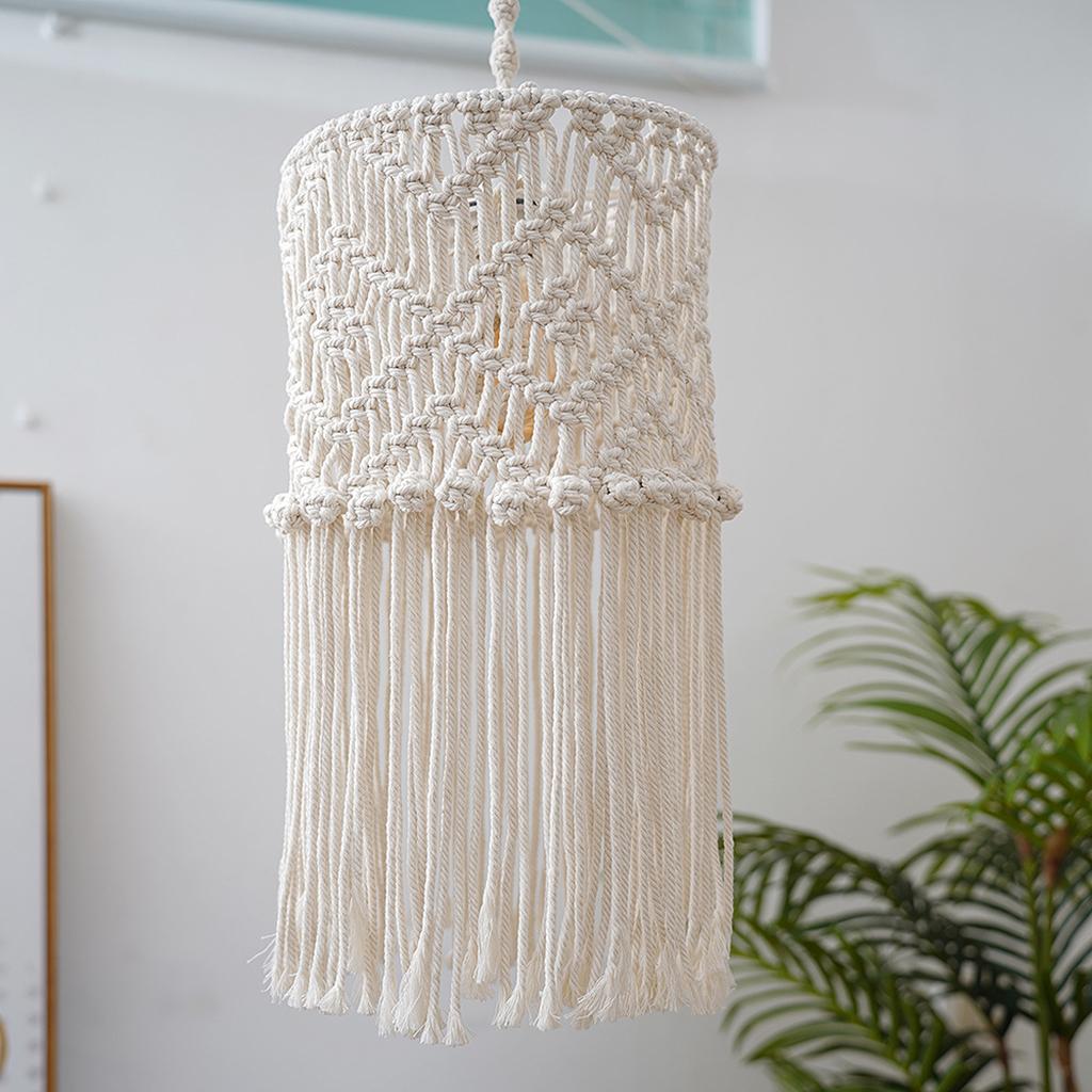 Lampshade Boho Macrame Woven Tapestry Wall Hanging Light Cover Room Office