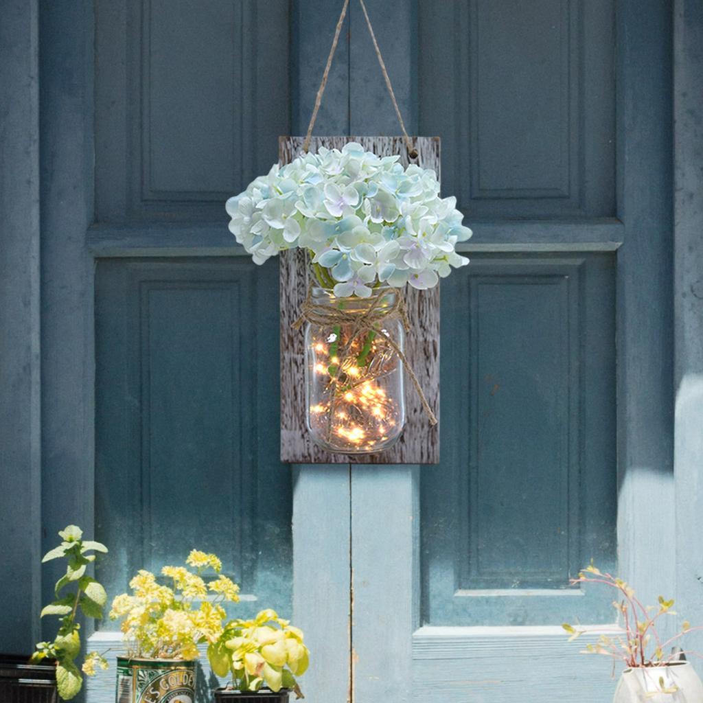 Mason Jar Wall Decor Sconces LED Fairy Lights for Country House Home  Blue