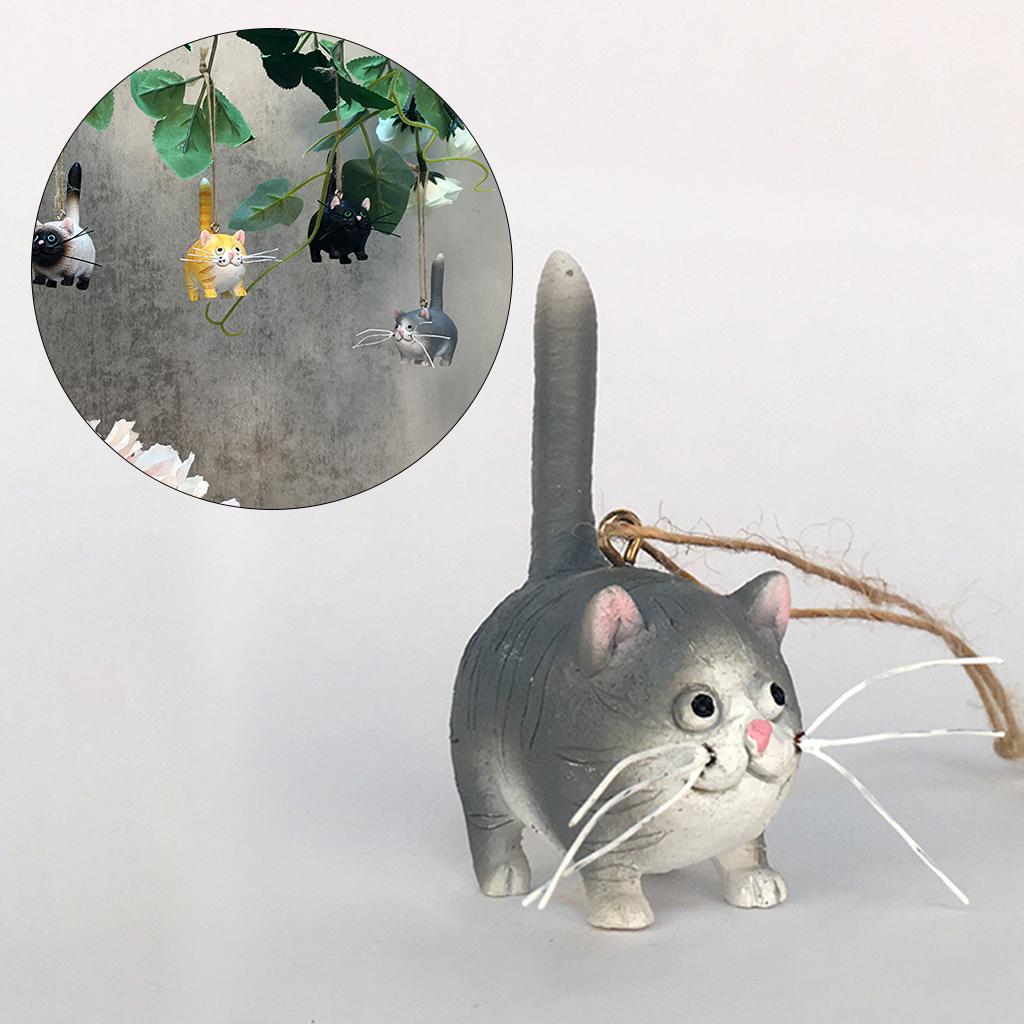 Mini Resin Cat Figurine Pendant Christmas for Car Mirror Gray