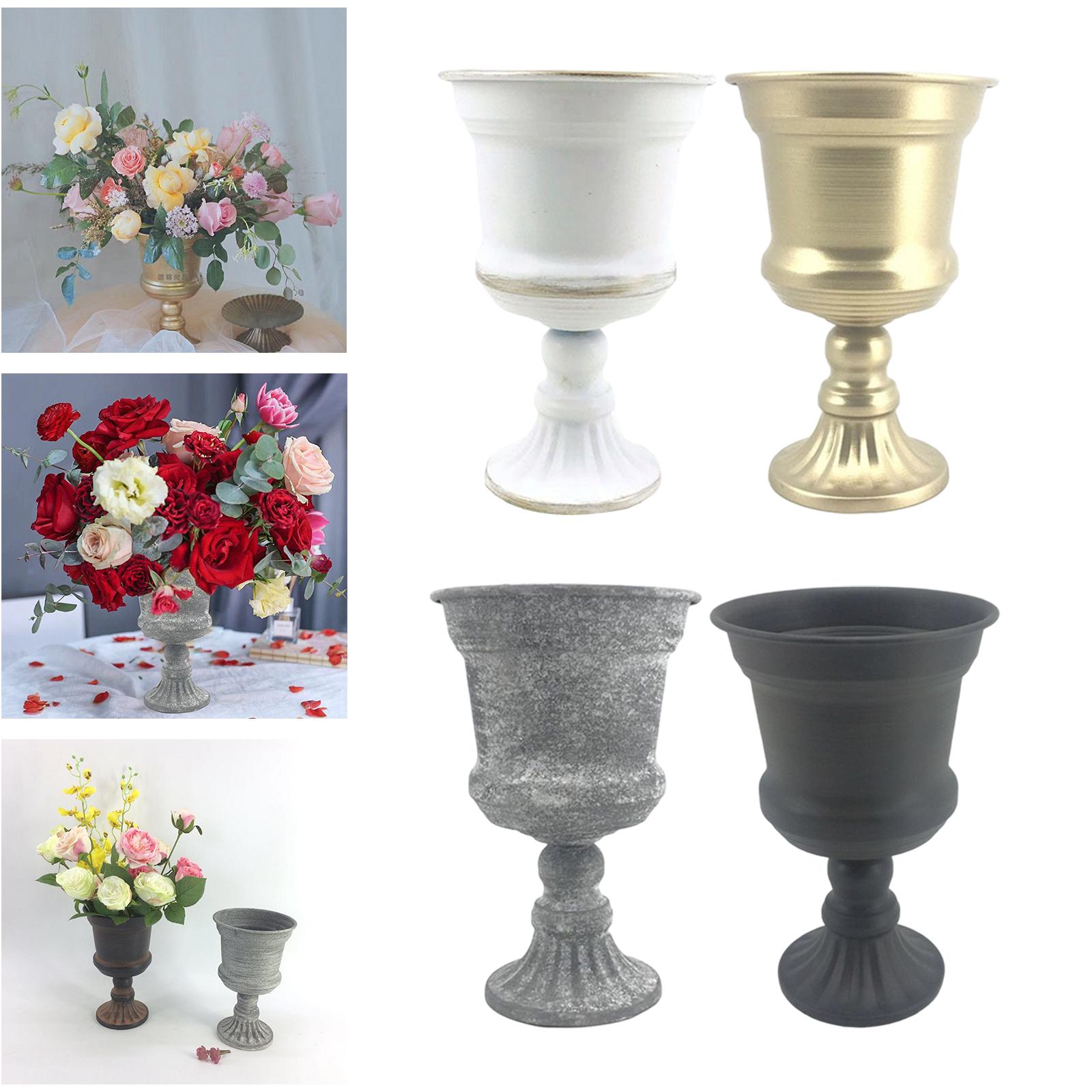 Metal Flower Vase Dried Flower Plants Candle Holder Table Centerpiece White