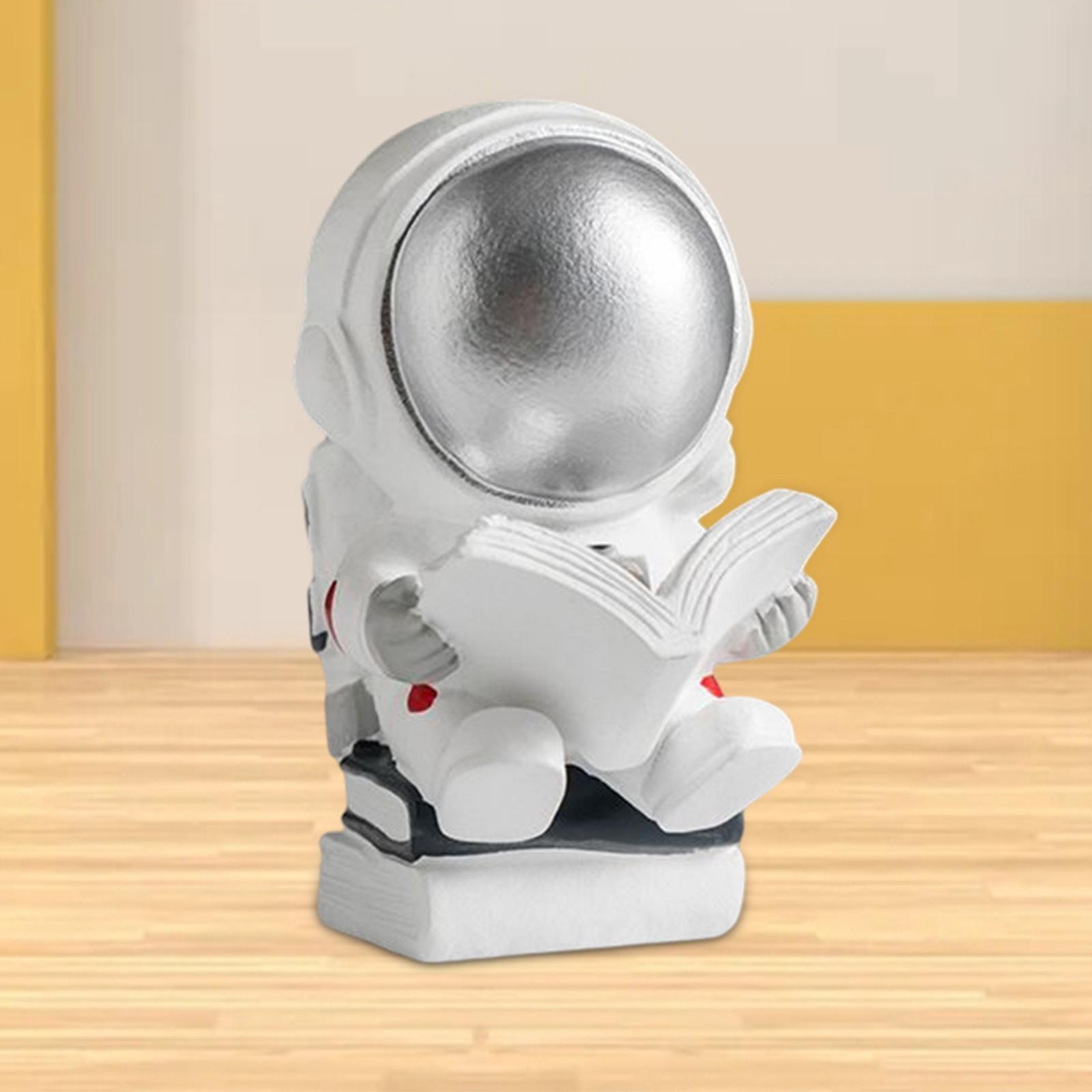 Astronaut Action Statue Desktop Decor Living Room Office  silver reading