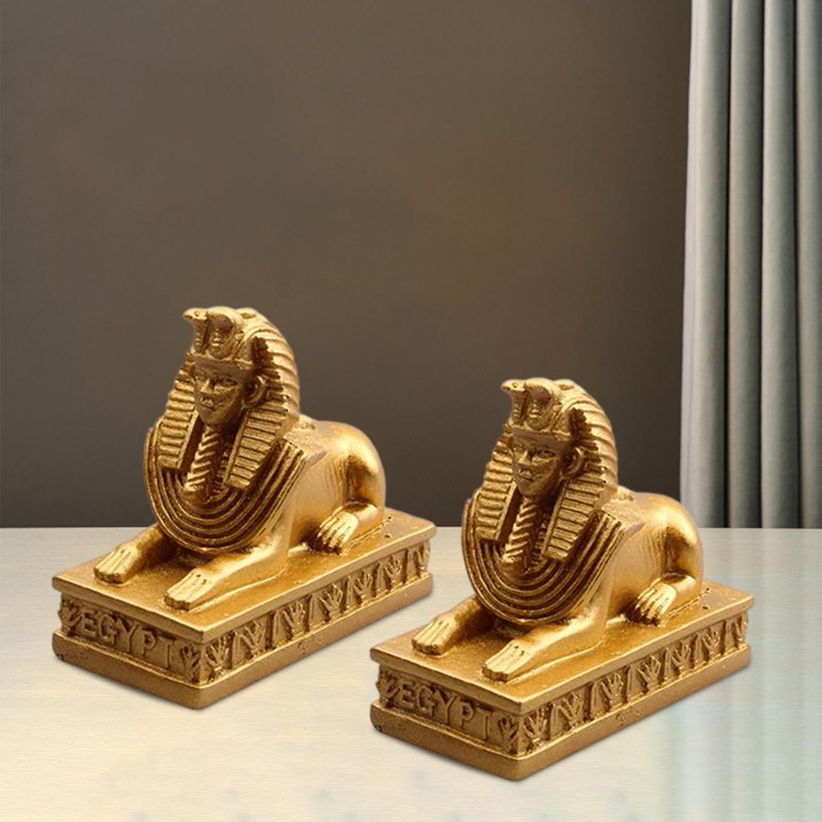 2Pcs Sphinx Statues Sculpture Egyptian Figurines Pharaoh Decor Home Office
