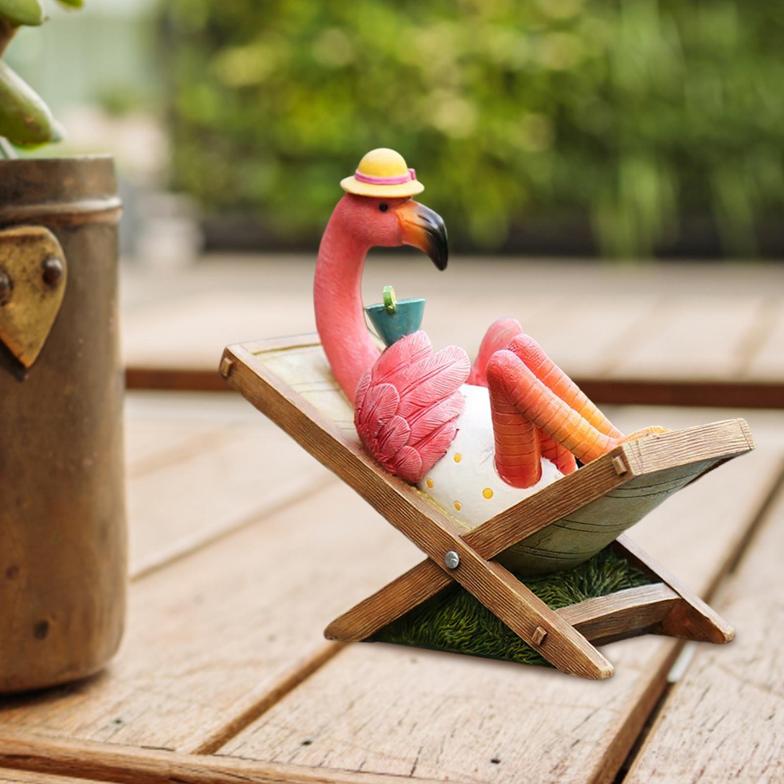Flamingo Garden Statue Resin Sculptures Outdoor Yard Figurines White Pants
