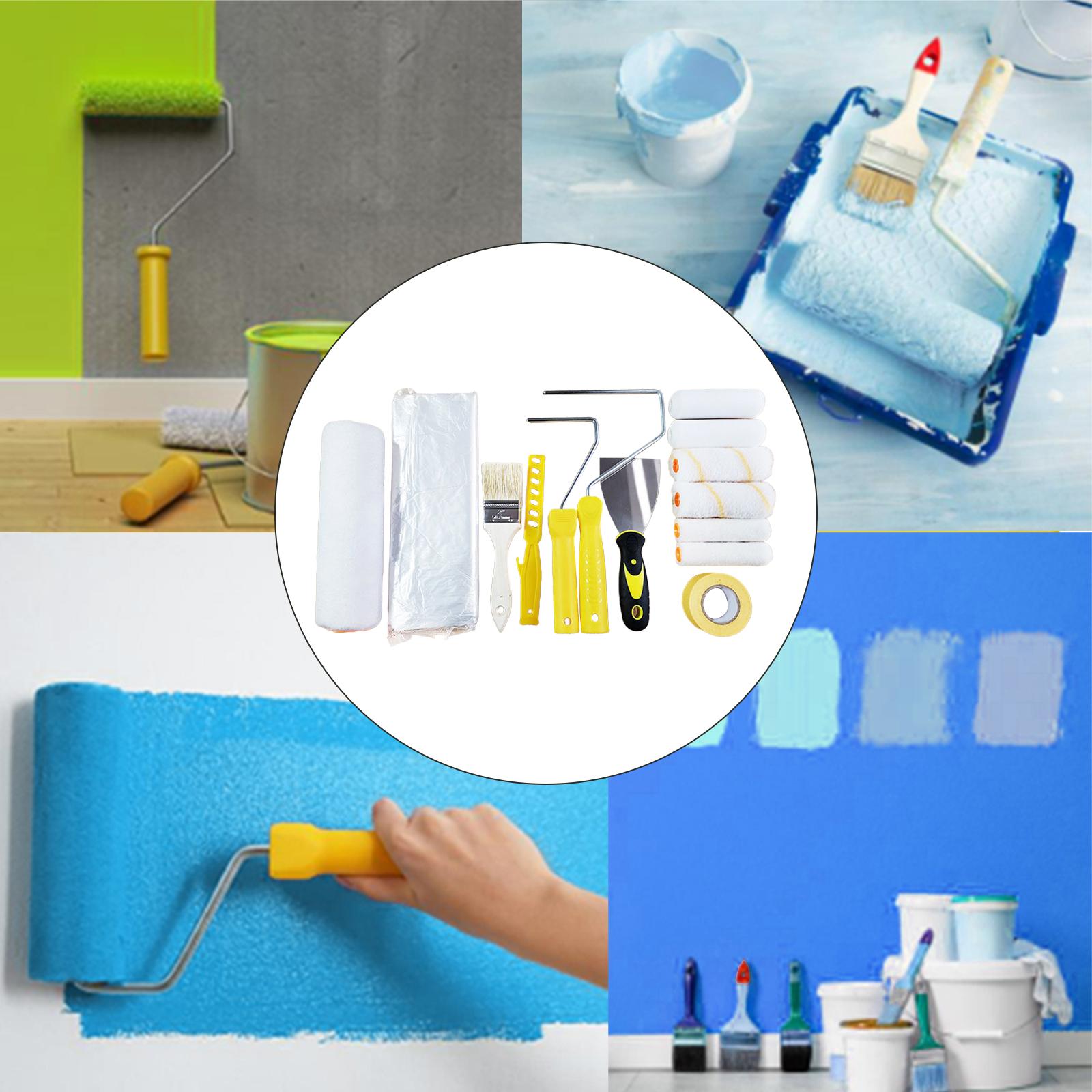Wall Painting Roller Naps 4 inch Paint Roller Kit for House Use 14 Pieces
