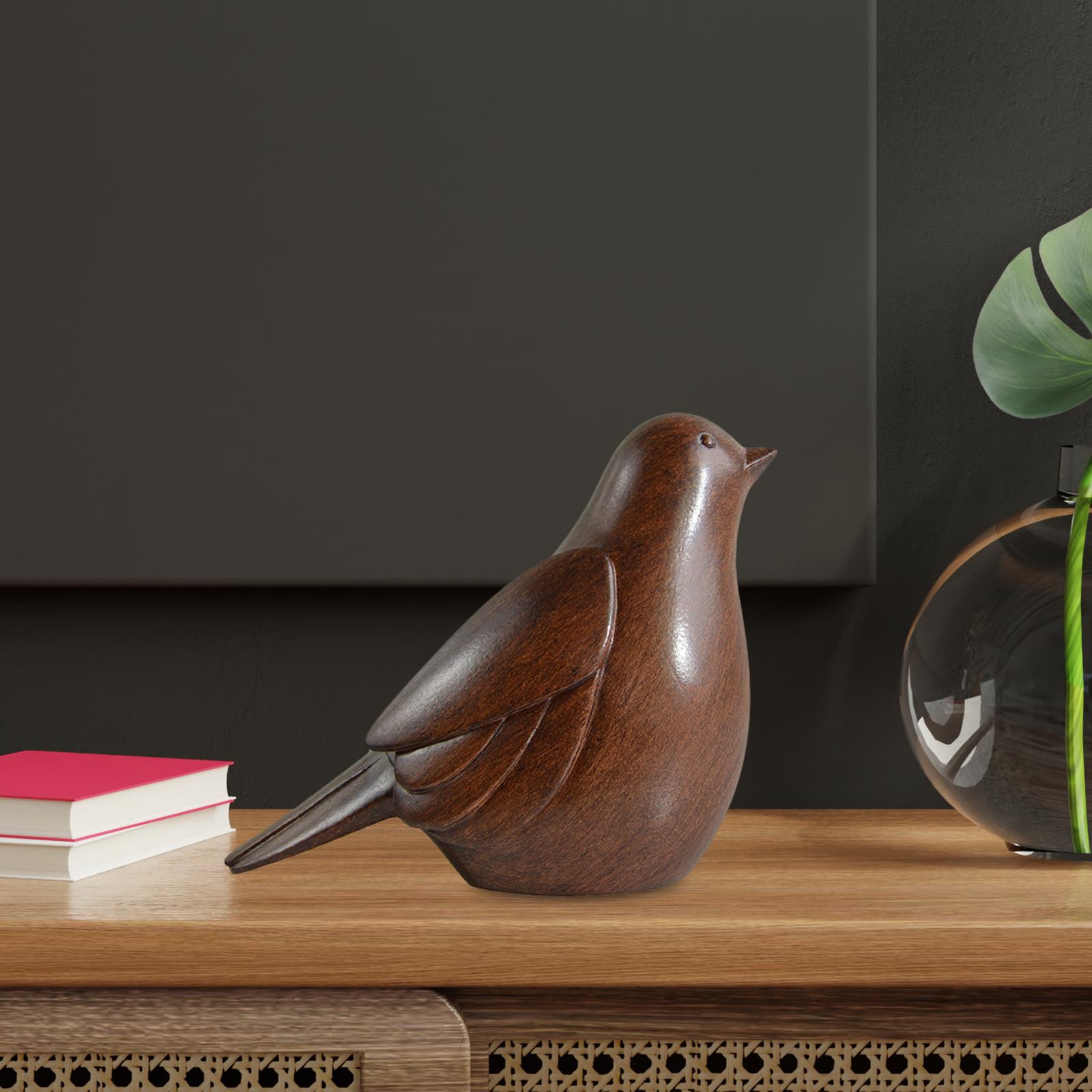 Bird Statue Figurine Shelf Tabletop Home Decor Animal Model Brown Short Tail