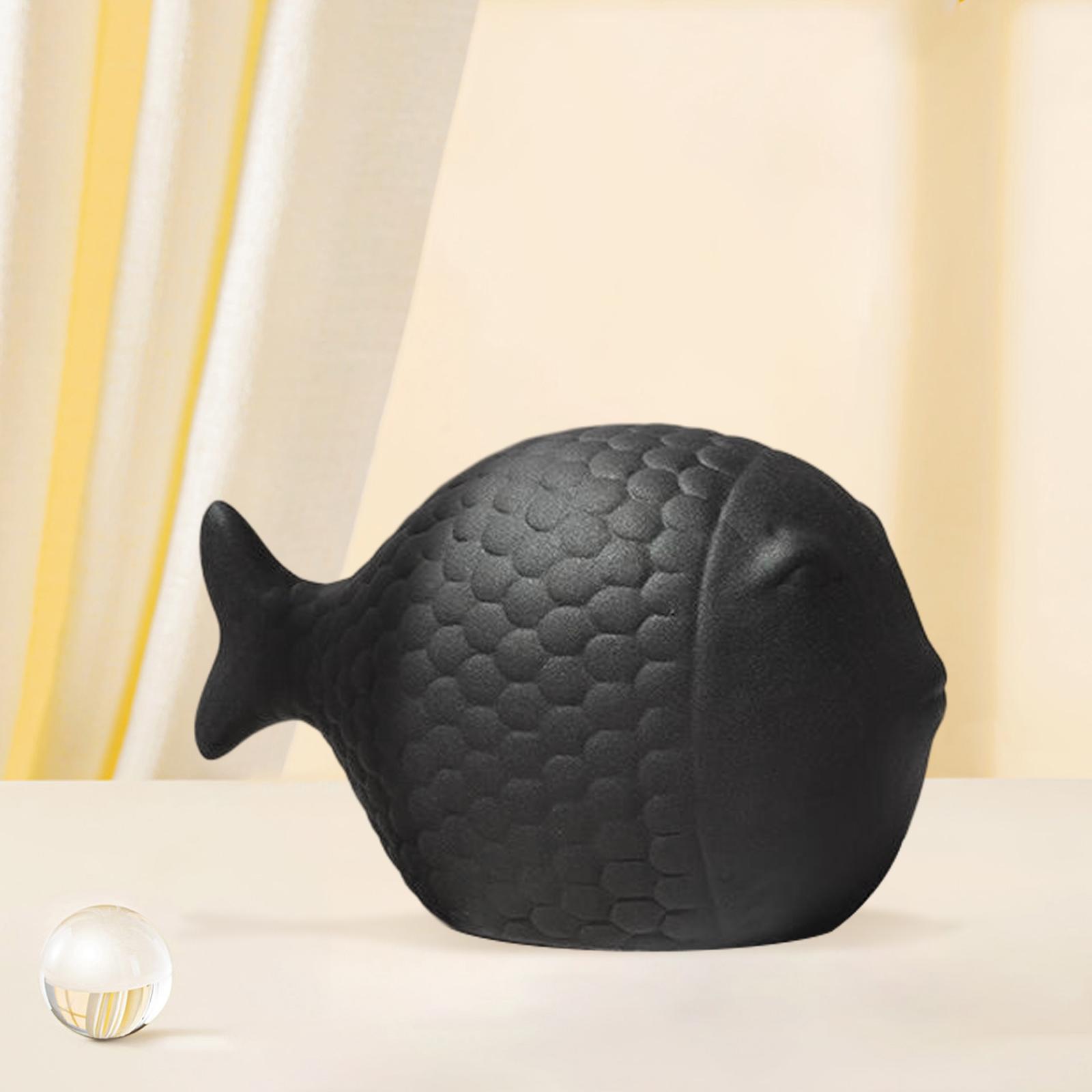 Cute fish Statues Collectible Gift Photo Prop for Bedroom Yard Hotel Black