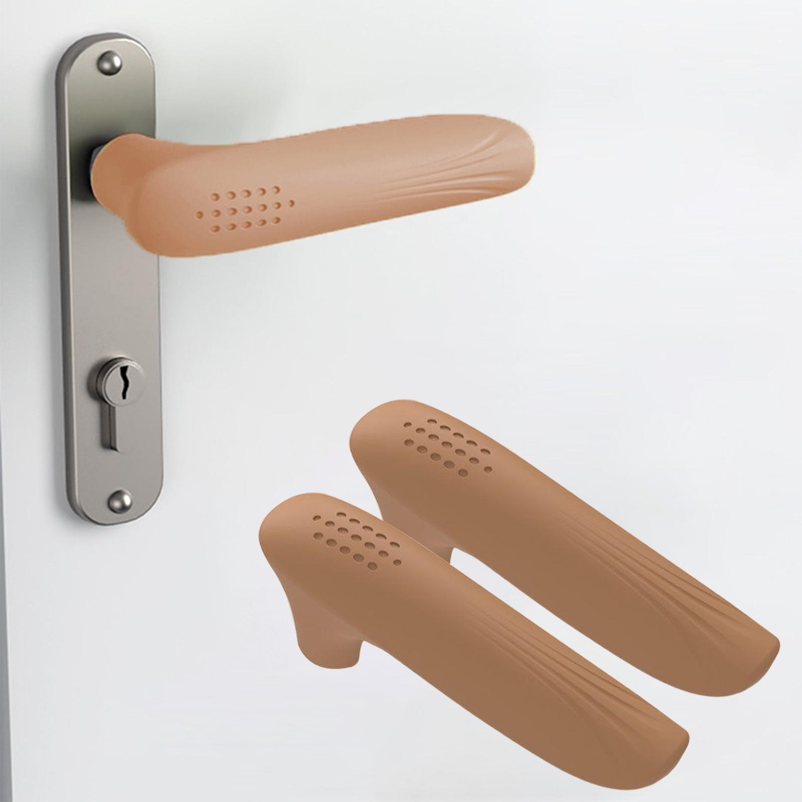 Pack of 2 Silicone Door Handle Cover Food Grade Silicone Door Handle Sleeve Brown
